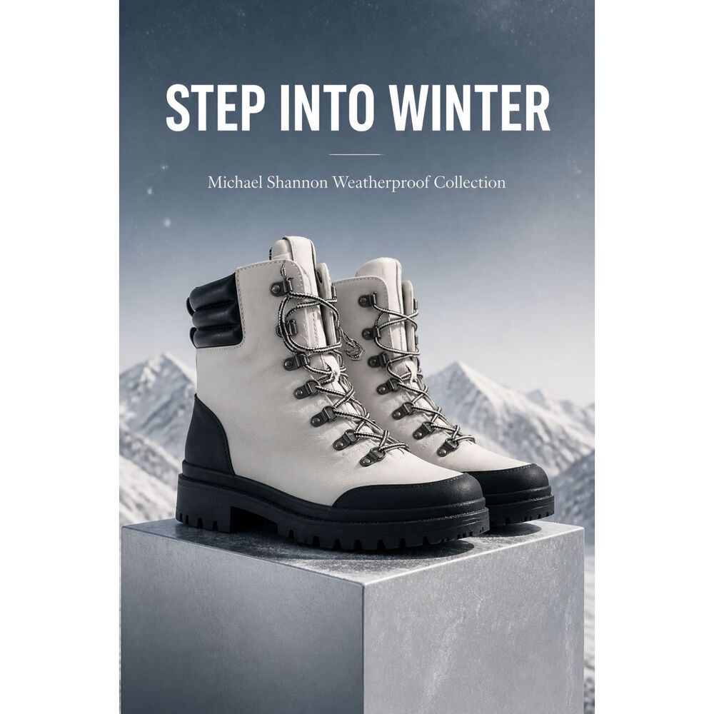 White/Black Snow Boots  Michael by Michael Shannon 302785 Natacha, Size 8